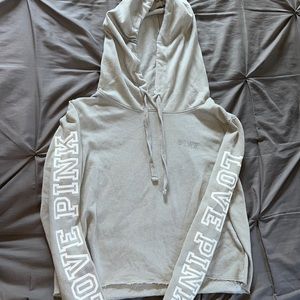 PINK Cropped Gray Hoodie